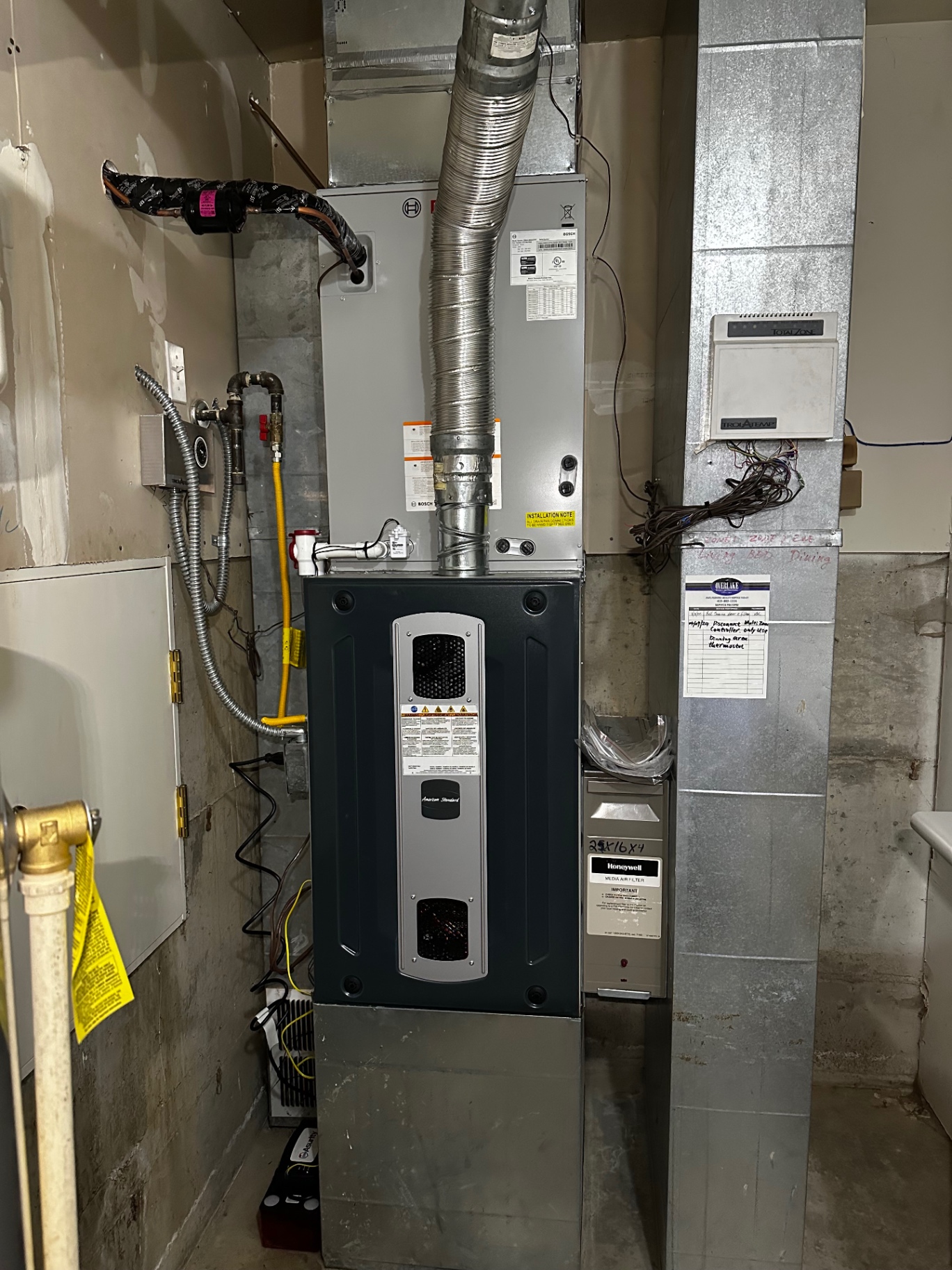 American Standard furnace with Bosch air handler and media filter